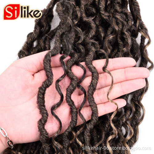 18 inch  New Boho Goddess Locs Crochet Hair Hippie Faux Locs Wavy Crochet Curly Hair Crochet hair with Curly Ends River Locs